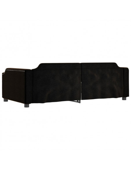 Letto da Giorno Nero 90x190 cm in Tessuto