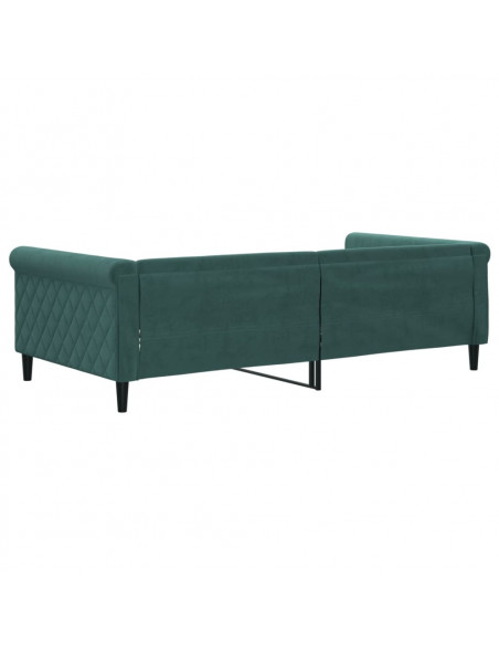 Letto da Giorno Verde Scuro 100x200 cm in Velluto