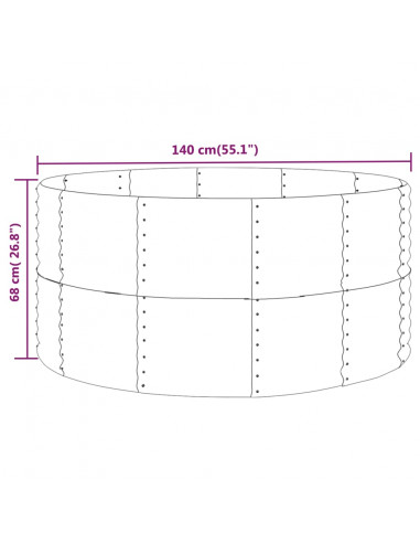 Letto Giardino Acciaio Verniciato Polvere 140x140x68cm Marrone