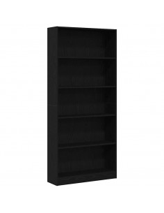 Libreria Rovere Nero 80x24x176 cm in Legno Multistrato 2