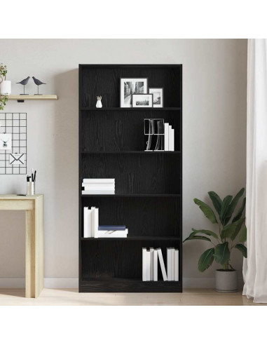 Libreria Rovere Nero 80x24x176 cm in Legno Multistrato