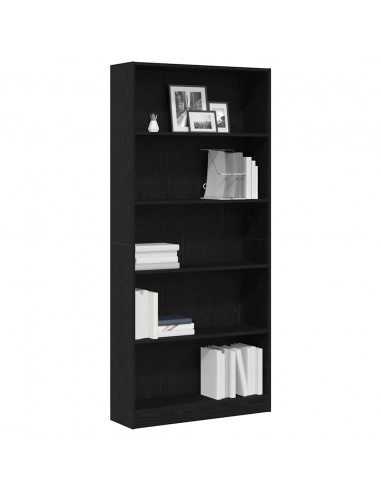 Libreria Rovere Nero 80x24x176 cm in Legno Multistrato
