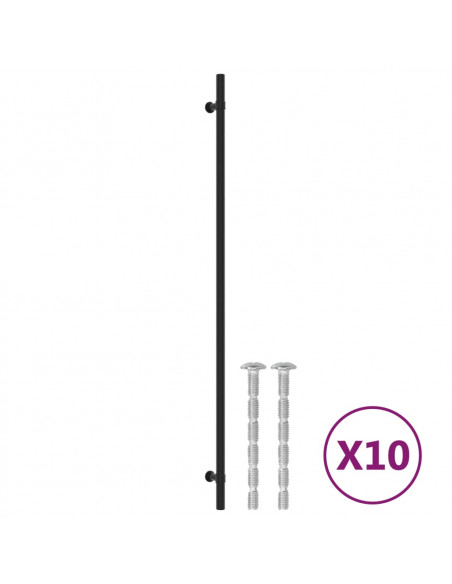 Maniglie per Mobili 10 pz Nere 480 mm in Acciaio Inox