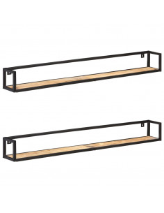 Mensole a Muro 2 pz 160 cm in Legno di Mango Grezzo 2