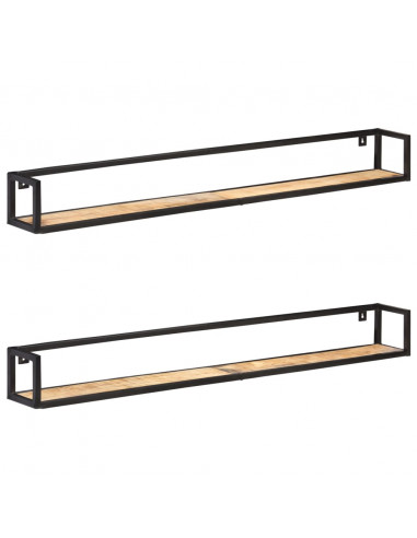 Mensole a Muro 2 pz 160 cm in Legno di Mango Grezzo