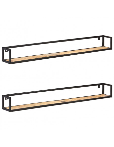 Mensole a Muro 2 pz 160 cm in Legno di Mango Grezzo