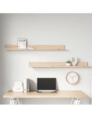 Mensole da Parete 2 pz 110x11x9cm in Legno Massello di Pino