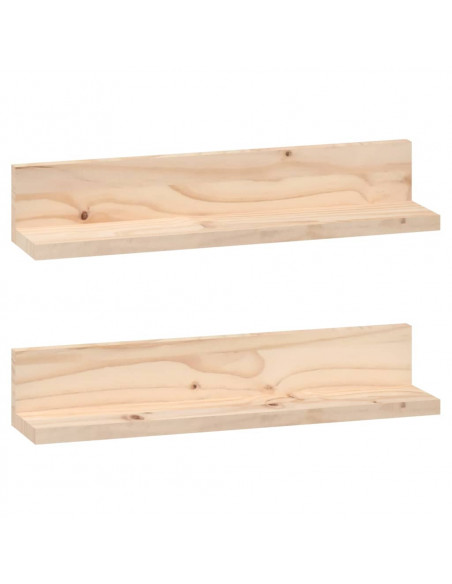 Mensole da Parete 2 pz 50x11x9cm in Legno Massello di Pino