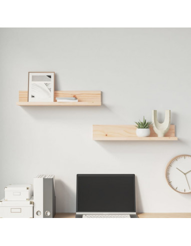 Mensole da Parete 2 pz 50x11x9cm in Legno Massello di Pino