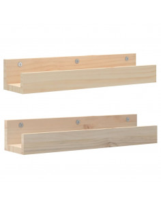Mensole da Parete 2 pz 50x12x9cm in Legno Massello di Pino 2