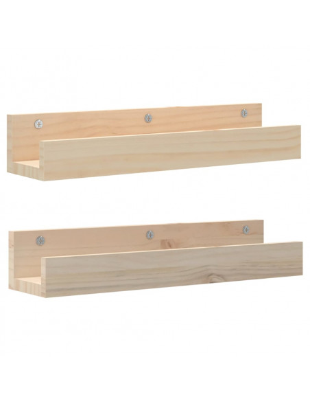 Mensole da Parete 2 pz 50x12x9cm in Legno Massello di Pino