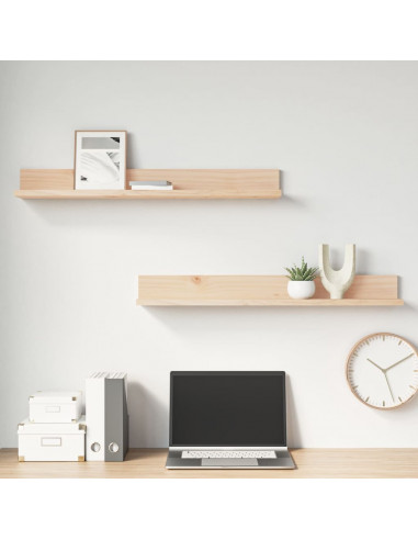 Mensole da Parete 2 pz 80x11x9cm in Legno Massello di Pino