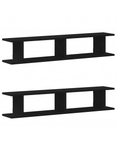 Mensole da Parete 2 pz Rovere Nero 105x18x20 cm in Truciolato 2