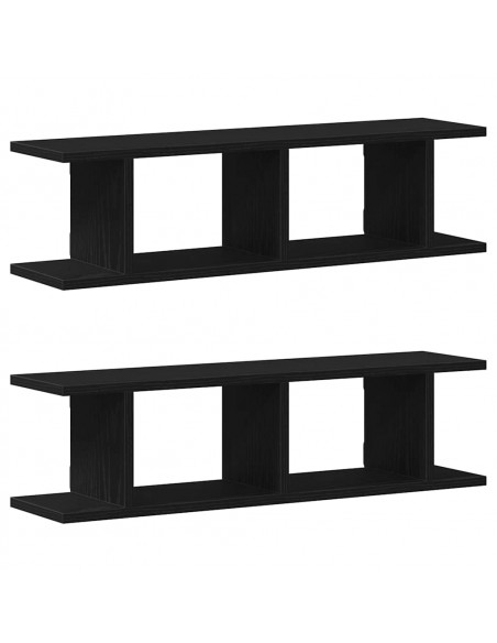Mensole da Parete 2 pz Rovere Nero 75x18x20 cm in Truciolato