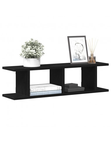 Mensole da Parete 2 pz Rovere Nero 75x18x20 cm in Truciolato