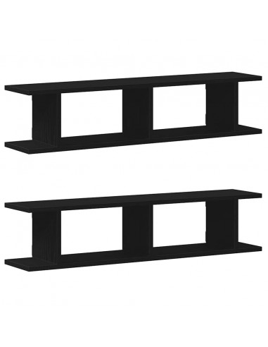 Mensole da Parete 2 pz Rovere Nero 90x18x20 cm in Truciolato