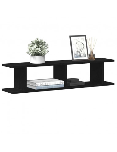 Mensole da Parete 2 pz Rovere Nero 90x18x20 cm in Truciolato