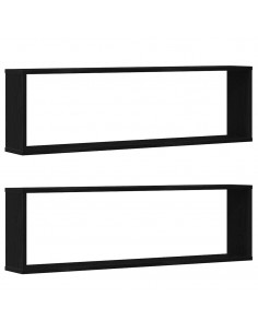 Mensole Parete Cubo 2 pz Rovere Nero 100x15x30 cm Multistrato 2