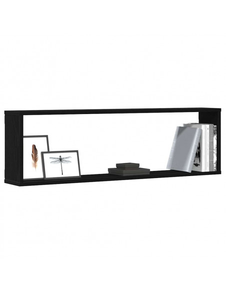Mensole Parete Cubo 2 pz Rovere Nero 100x15x30 cm Multistrato
