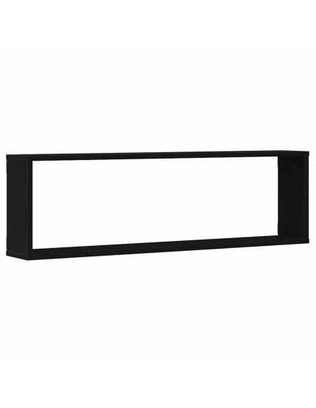 Mensole Parete Cubo 2 pz Rovere Nero 100x15x30 cm Multistrato