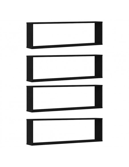 Mensole Parete Cubo 4 pz Rovere Nero 100x15x30 cm Multistrato
