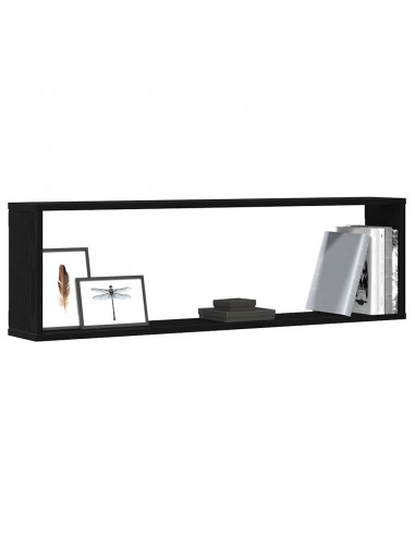 Mensole Parete Cubo 4 pz Rovere Nero 100x15x30 cm Multistrato