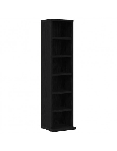 Mobile Porta CD Rovere Nero 21x20x88 cm in Legno Multistrato