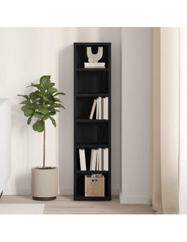 Mobile Porta CD Rovere Nero 21x20x88 cm in Legno Multistrato