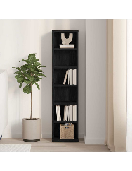 Mobile Porta CD Rovere Nero 21x20x88 cm in Legno Multistrato