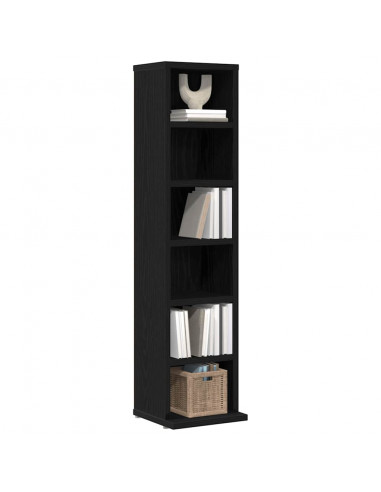 Mobile Porta CD Rovere Nero 21x20x88 cm in Legno Multistrato