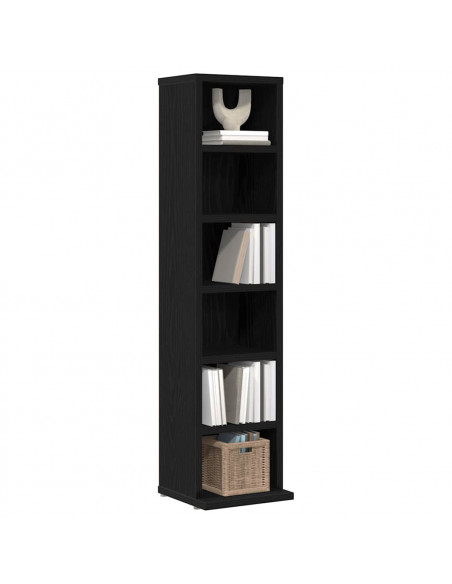 Mobile Porta CD Rovere Nero 21x20x88 cm in Legno Multistrato