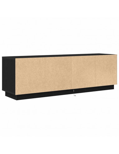 Mobile Porta TV con Luci LED Rovere Nero 160,5x41x50 cm