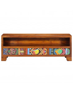 Mobile Porta TV Multicolore 110x30x40 Legno Massello di Acacia 2