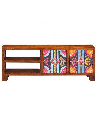 Mobile Porta TV Multicolore 110x30x40 Legno Massello di Acacia