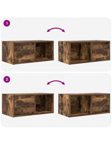 Mobile Porta TV Rovere Fumo 60x31x25,5 cm in Legno Multistrato