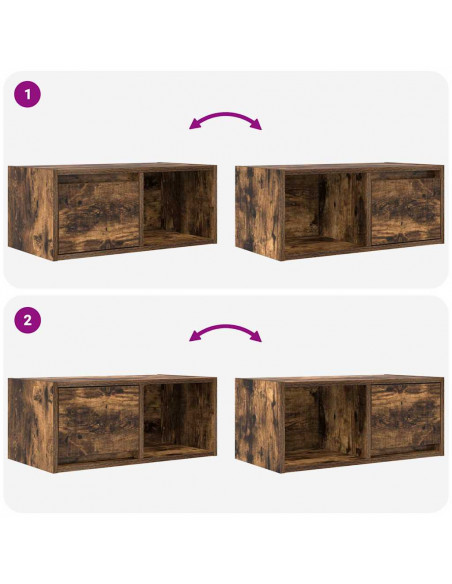 Mobile Porta TV Rovere Fumo 60x31x25,5 cm in Legno Multistrato