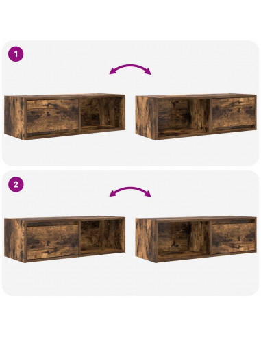 Mobile Porta TV Rovere Fumo 80x31x25,5 cm in Legno Multistrato