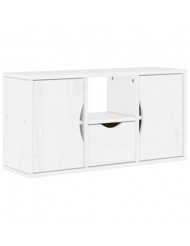 Mobile TV 5 pz con Contenitore ODDA Bianco in Legno di Pino