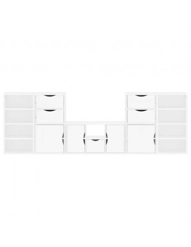 Mobile TV 5 pz con Contenitore ODDA Bianco in Legno di Pino