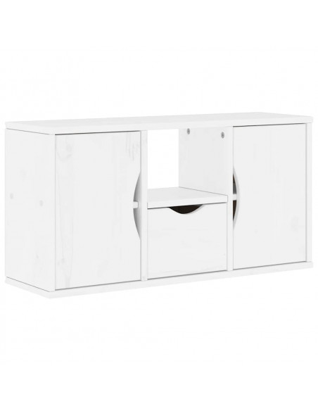 Mobile TV 5 pz con Contenitore ODDA Bianco in Legno di Pino