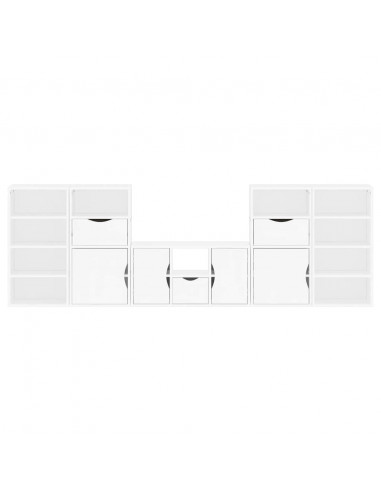 Mobile TV 5 pz con Contenitore ODDA Bianco in Legno di Pino