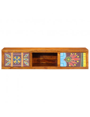 Mobile TV a Parete Multicolore 100x30x22 Legno Massello Acacia