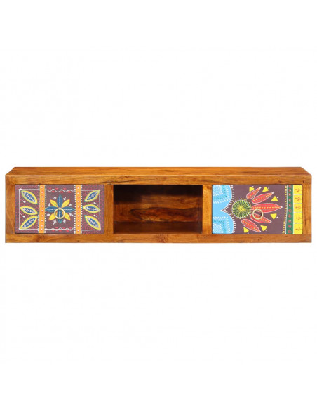 Mobile TV a Parete Multicolore 100x30x22 Legno Massello Acacia