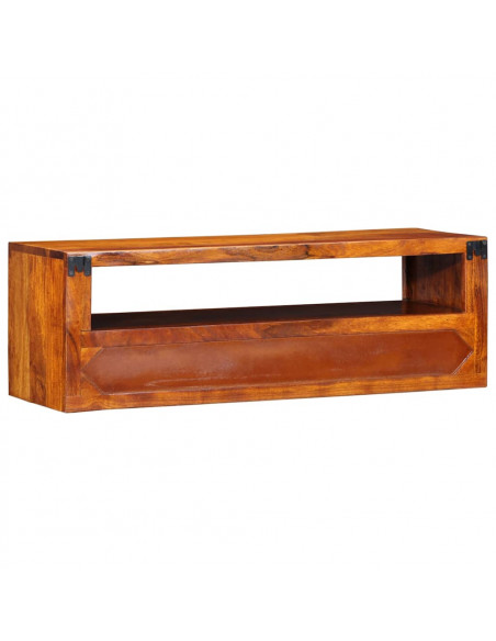 Mobile TV a Parete Multicolore 90x30x30 Legno Massello Acacia