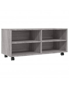 Mobile TV con Ruote Grigio Sonoma 90x35x35cm Legno Multistrato 2