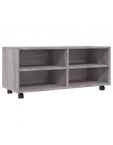 Mobile TV con Ruote Grigio Sonoma 90x35x35cm Legno Multistrato