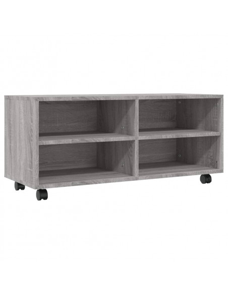 Mobile TV con Ruote Grigio Sonoma 90x35x35cm Legno Multistrato