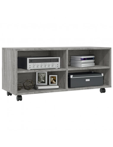 Mobile TV con Ruote Grigio Sonoma 90x35x35cm Legno Multistrato