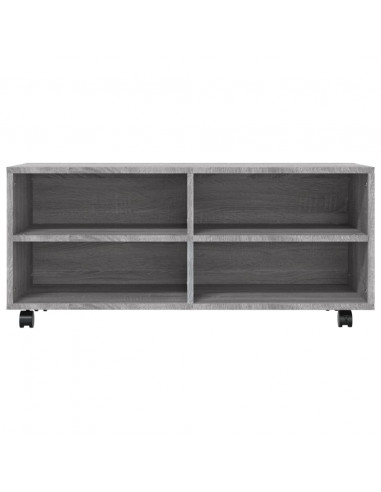 Mobile TV con Ruote Grigio Sonoma 90x35x35cm Legno Multistrato