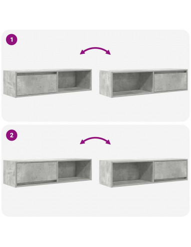 Mobile TV Grigio Cemento 100x31x25,5 cm Legno Multistrato